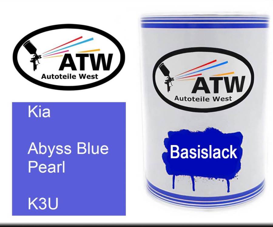 Kia, Abyss Blue Pearl, K3U: 500ml Lackdose, von ATW Autoteile West.